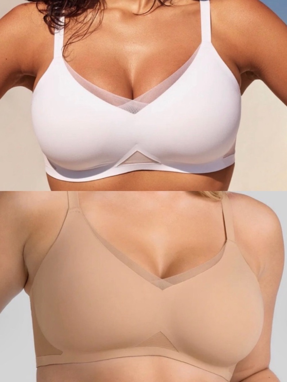 2 New Honeylove Crossover Bras, White and Sand Color